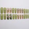 24 Pares de Unhas Postiças Vestíveis de Flor Pastoral das Quatro Estações, Comprimento Médio, Doce, Frescas, Unhas de Manicure Vestíveis para Mulheres, Exportação