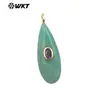 Wt-P2065 Colgante para Pendiente DIY con Forma de Gota Larga de Amazonita Obsidiana Incrustaciones de Circonitas de Colores