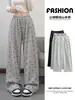 Calça macia com laço para mulheres 2026 nova primavera e outono cintura alta petite casual solta estilo boyfriend calça pantalona