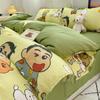 Lindo Lindo Pato Dibujos Animados Primavera y Verano Juego de Edredón de Algodón Lavado de Cuatro Piezas Estilo Ins Dibujos Animados Cómodo Estudiante Juego de Cama de Tres Piezas