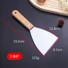 Pala de cocina con mango de madera pala para freír pala de acero inoxidable pala para teppanyaki pala para cocinar herramienta para bistec y barbacoa fábrica en stock