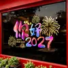Hola 2027 Pegatinas Estáticas de Año Nuevo para el Año del Cordero, Pegatinas Decorativas para Puertas de Vidrio, Pegatinas para Ventanas de Decoración de Atmósfera de Año Nuevo