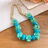Collar de Flor con Cuentas Ovaladas de Acrílico Estilo Vacaciones Cadena Dulce Fresca para la Clavícula Collar de Nicho con Sensación de Alta Gama