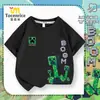 Nueva Camiseta de Manga Corta Estilo Minecraft para Niños Algodón Puro Moderna Superior de Media Manga para Niñas Ropa Fresca de Verano para Niños 7