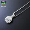 Collar de Moissanita Cuadrado de Doble Oreja al por Mayor Colgante de Diamante Completo Microincrustado S925 Chapado en Oro Cadena para Clavícula con Certificado