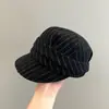 Gorra de Béisbol a Rayas para Mujer Otoño e Invierno 2025 Moda Coreana Sombrero de Equitación Mezcla de Lana Hace que la Cara Parezca Más Pequeña Sombrero de Alta Gama de Moda