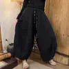 2026 Verano Nuevo Holgado Casual Versátil Retro Simple Gama Alta Trabajo Pesado Patchwork Talla Grande Algodón Lino Pantalones Linterna Mujer