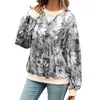 Moletom de Manga Longa Estampado Color Block Soltinho para Mulheres com Gola Redonda - Novo para Outono/Inverno 2026 - Comércio Transfronteiriço Europeu e Americano da Amazon