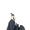 Tacones de aguja, sandalias de punta abierta, divertidos tacones altos estilo cama, sandalias de moda mejoradas, puntera metálica, punta abierta, 2026