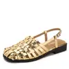 Sandalias Retro Tejidas de Punta Cerrada con Espalda Abierta y Tacón Grueso, Estilo Romano, Nuevos Zapatos de Moda de Verano Versátiles para el Trabajo de Mujer Xh802-3