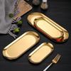 Prato de armazenamento de joias Nordic Ins, prato de sobremesa Dim Sum, prato de toalha dourado para churrasco, prato oval de aço inoxidável para áreas externas