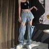 Jeans de Mujer Rectos Holgados de Cintura Alta Ajustados de Verano Doble Uso Super A Shorts Desmontables con Sentido de Diseño Retro Transfronterizo