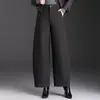 Pantalones de Lana de Cintura Alta Pierna Curva Pierna Ancha para Mujer 2026 Otoño/Invierno Nuevo Estilo Petite Madres de Mediana Edad Adelgazantes Sueltos Casuales