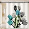 Cortina de Ducha de Tela de Poliéster Impermeable con Estampado de Tulipanes de Amazon Transfronteriza Personalizada Cortina Divisoria de Baño Venta Directa de Fábrica
