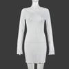 31430DY nazada Vestido de punto ajustado con cuello redondo de manga larga, estilo elegante de calle europeo y americano, tejido de sarga, tipo tubo