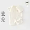 Ropa de Verano Fina para Bebé de Manga Corta, Bodis Unisex para Bebé, Ropa de Dormir Básica de Algodón Puro Clase A, Trajes para Gatear, Ropa para Casa