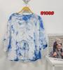 Vestido artístico azul tie-dye hecho a mano de Radix Isatidis de planta pura original, sobrecapas exteriores protectoras solares