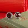 Pendientes Antiguos de Moda Plateados para Mujer de Plata S925 Joyería Pendientes Retro de Ámbar Rojo para Mujer Pendientes Sencillos