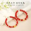 Buena Suerte en el Año del Caballo, Pulsera Roja de Sándalo de Año Nuevo, Pulsera Morada Dorada con Forma de Corazón y Caballo Pequeño, Pulsera de Ágata Roja para Niñas