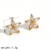 Pendientes de Acero Titanio con Incrustaciones de Diamante, Famosos en Internet, Estilo INS de Lujo Ligero, Sin Decoloración, Oro de 18k, Completamente con Diamante Zirconia, Acero Inoxidable para Mujer