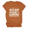 Mi primer año de acampada Amazon eBay sitio independiente moda casual camiseta de manga corta con cuello redondo para mujer
