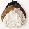 Suéter de Cuello Alto para Niños Estilo Otoño Invierno Unisex Niños Suéter de Punto Grueso Bebé Color Sólido Capa Interior Capa Base Top