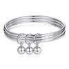 Pulsera Cerrada Simple de Moda Femenina Tercera Vida III Pulsera Campana Mano Multicírculo Encuentro 520 999 Plateado Pulsera de Plata de Ley
