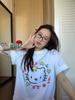 Top Camiseta Campus Meia Manga Estampada de Algodão Puro Manga Curta para Mulheres Cool Edição Limitada