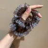 Goma para el pelo tipo scrunchie de organza a cuadros estilo coreano con un toque de alta gama, goma elástica alta para el pelo de mujer, accesorio versátil para el cabello