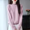 Suéter de punto para mujer con diseño versátil de capa interior, nuevo top base brillante de seda para otoño e invierno, cuello medio alto, nicho