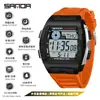 Reloj Despertador de Doble Hora Sanda para Hombres y Mujeres, Reloj Electrónico Unisex Impermeable en Forma de Barril con Temporizador de Cuenta Regresiva y Funciones Multifuncionales