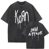 2025 Estilo Nuevo Lavado Vintage Banda de Rock Korn Falling Away from Me Camiseta Algodón