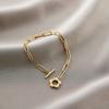 Pulseira Yunyao Inoxidável Mais Vendida Internacionalmente em Aço Titânio para Mulheres com Trevo de Cinco Folhas e Incrustação de Diamante, Personalidade Estilo Ins, Galvanoplastia a Vácuo 18K