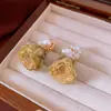 Brincos de flor de pérola com agulha de prata banhados a ouro 18k brincos de temperamento nicho francês brincos de alto padrão atacado feminino