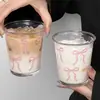 2026 Estilo Ins Transfronterizo Vaso de Vidrio con Lazo Rosa de Alto Valor Taza para Café Té con Leche para Uso en Casa Creativo Estética Femenina Vaso para Bebidas Frías