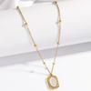 Cadena de clavícula con flores sencillas de acero inoxidable blanco con mosaico rosa dorado para mujer, moda europea y americana