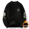 Suéter para Hombre 2024 Forro Polar Cálido Top Ropa Otoño e Invierno Forro Polar de Doble Cara Engrosado Camiseta Base de Manga Larga Chaqueta para Hombre