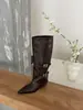Botas de montar de tacón grueso con punta, color marrón, hasta la mitad de la pantorrilla, para mujer, primavera, otoño, invierno 2026, botas largas