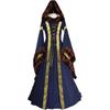 Comercio Exterior Europeo y Americano Explosiones Ropa de Mujer Medieval Retro Estilo de Corte Vestido con Capucha Manga de Cuerno Vestido de Falda Amplia
