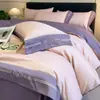 Conjunto de cama de luxo de alta qualidade com quatro peças de algodão de fibra longa, lençol e capa de edredom 100% algodão, conjunto de cama totalmente em algodão para dormitórios estudantis, conjunto de três peças
