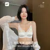 Lingerie de Renda Estilo Francês para Mulheres com Seios Pequenos, Levanta e Sustenta os Seios Laterais, Anti-Queda, Sem Fio, Sutiã Triângulo Fino de Cetim
