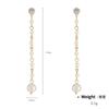 Kenjay Cobre chapeado Real Gold Diamond Long Tassel Pearl Brincos Feminino Europeu e Americano Moda All-match personalizado Hoop Hoop Brincos