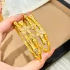 Pulsera Ascendente de la Fortuna Estilo LULU Nuevo Estilo Palacio Chino para Mujer, Incrustada con Diamantes, Pulsera Vintage Pulida de Nudo de Bambú Flor de Dinero