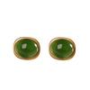Aretes Ovalados de Plata S925 Chapados en Oro con Jade Hetian Incrustado, Simples, de Moda para Mujer, Nicho Versátil