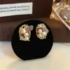 Pendientes de Cristal Ovalado y Perla de Agua Dulce en Grava, Diseño de Nicho de Lujo Ligero, Pendientes de Moda de Gama Alta, Pendientes de Moda