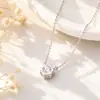 Collar de Moda Europeo y Americano Transfronterizo Chapado en Oro Blanco Moissanita de 1 Quilate Lujo Ligero Colgante de Moissanita de Cuatro Garras Cadena para Clavícula