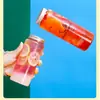 Serie de botellas rectas para bebidas de 500 ml Taza con tapa de aluminio PET para té frío Botella de té Taza de té con leche Taza de jugo
