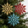Decoraciones de Navidad 10 cm Copos de Nieve Plástico Copos de Nieve con Purpurina Decoración de Árbol de Navidad Adornos Colgantes de Copo de Nieve Hueco