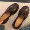Mocassins de couro de flor integral de 5 cm para mulheres, novo estilo primavera/outono, couro macio, estilo britânico, tamanho 34-43