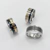 Anillo de acero de titanio de alta calidad transfronterizo con números romanos tricolor de superficie lisa de 5 líneas con aceite goteado de doble capa giratorio de fábrica